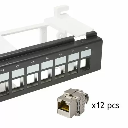 Category 6A - Shielded TIA Cat 6A Component-Rated Wall-Mount Patch Panel loaded with Top-Entry Jacks (LKHBS Series), 89D Bracket Included